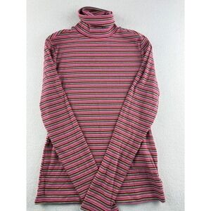 Levis Everyday Turtleneck Slim Fit Pink Striped Ribbed Knit Top NWT Medium